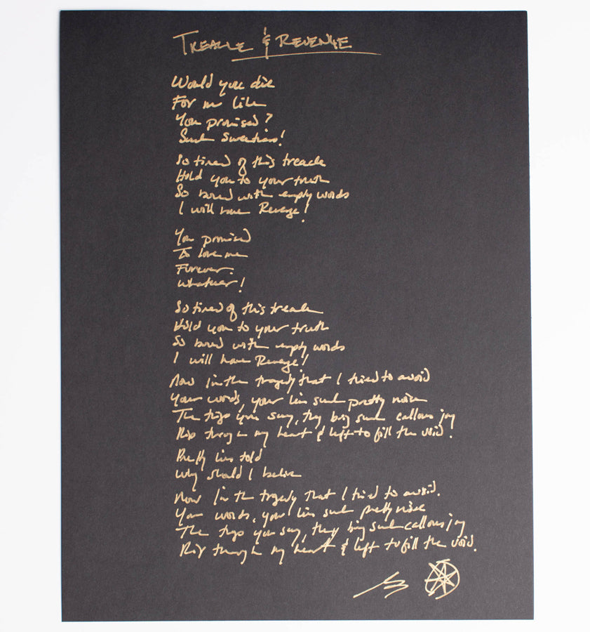 Handwritten Lyric Sheet (Skin & Sorrow LP)