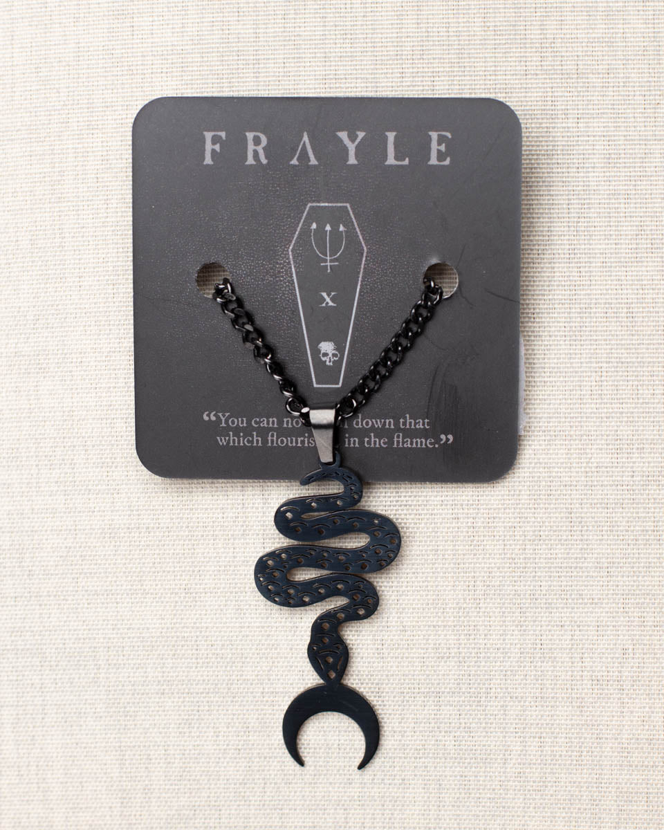 Frayle Black Snake & Moon Necklace