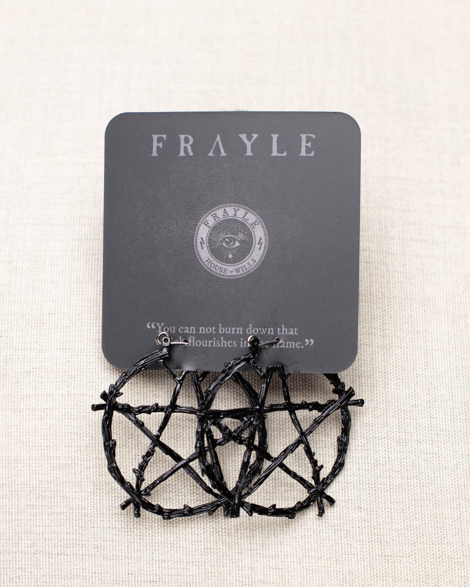Frayle Black Pentacle Earrings
