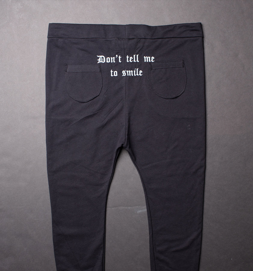 Don't Tell me to Smile Joggers. Heretics Union x Frayle