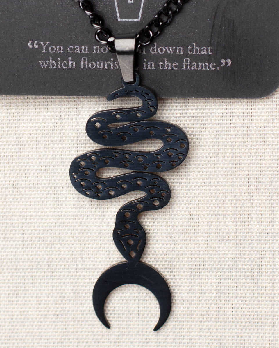 Frayle Black Snake & Moon Necklace